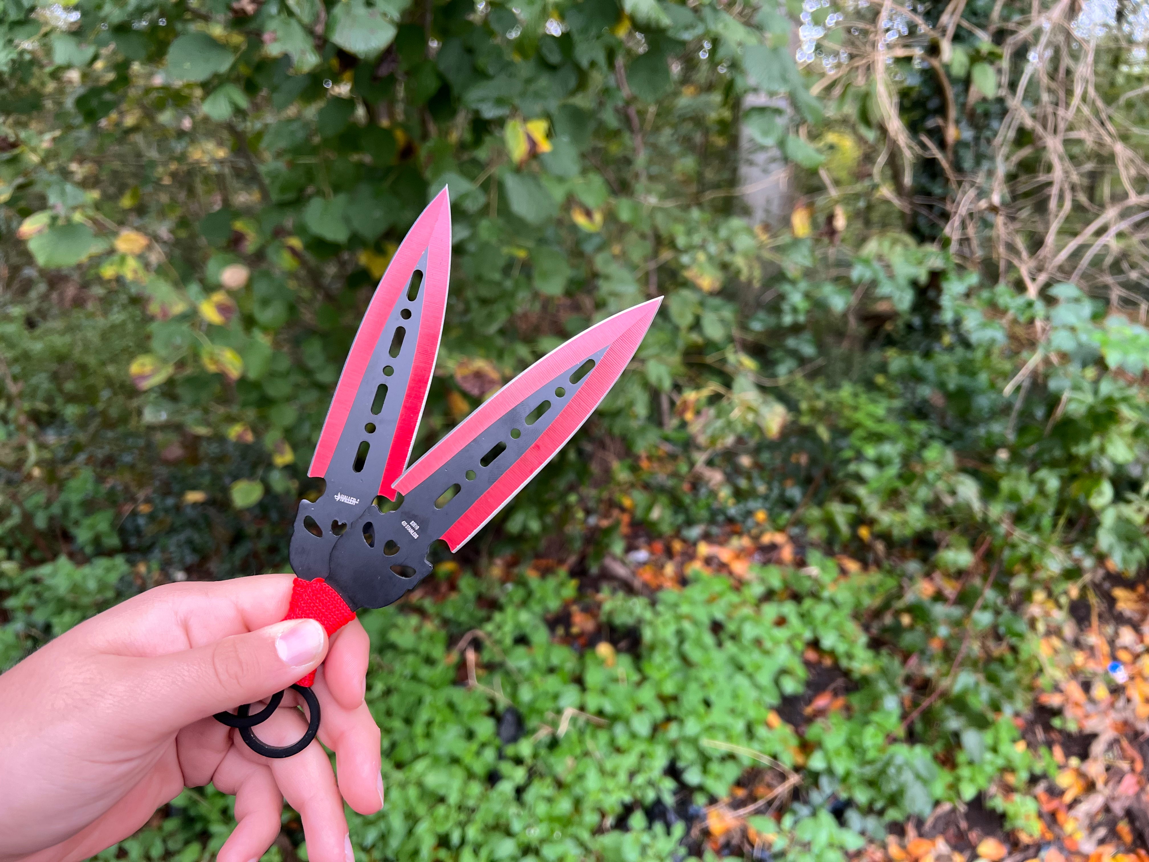 Back sword "Red Shadow" with integrated throwing daggers-Elegant combination combat set