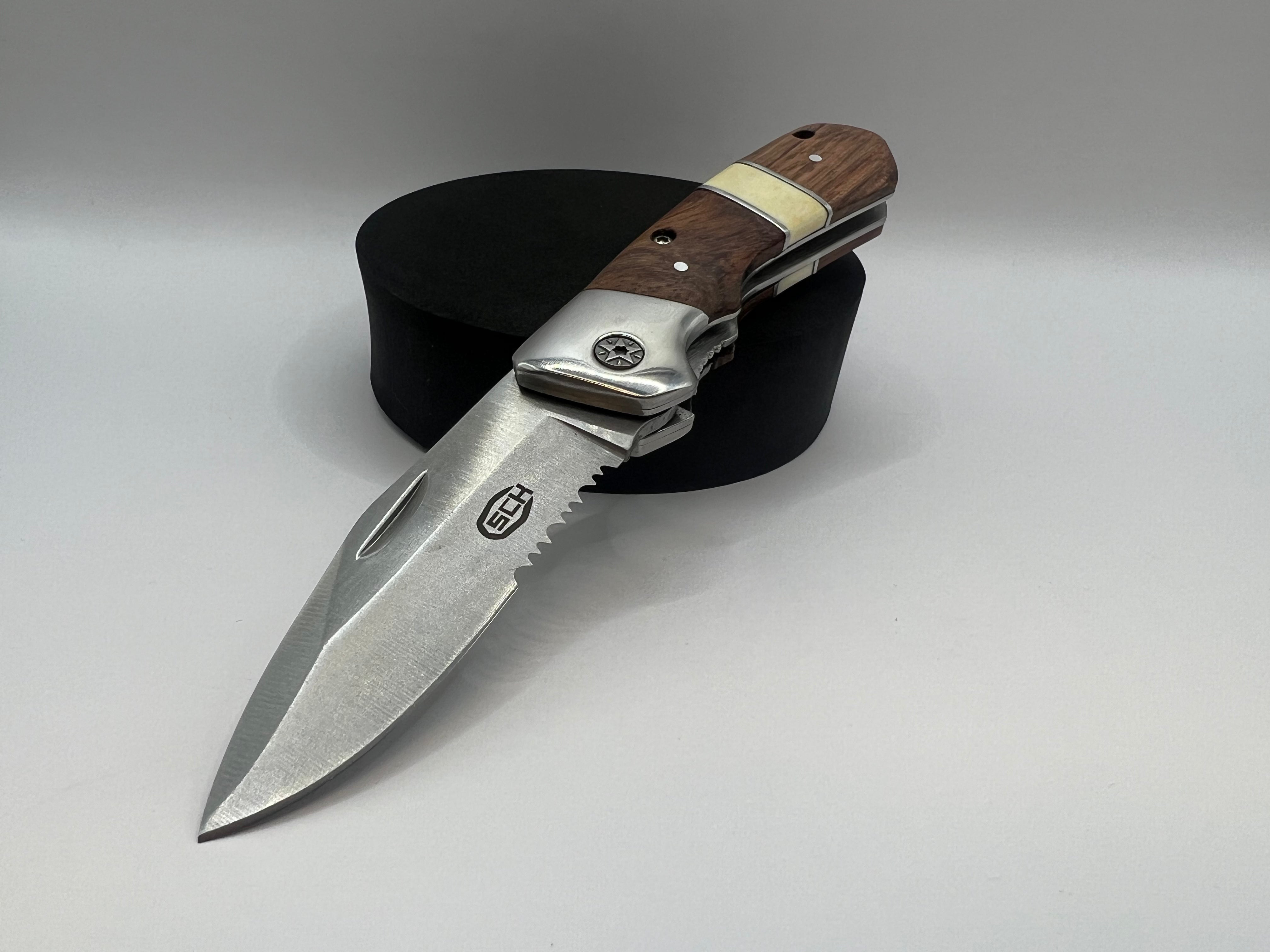 Folding Pocket Knife with Wooden Handle