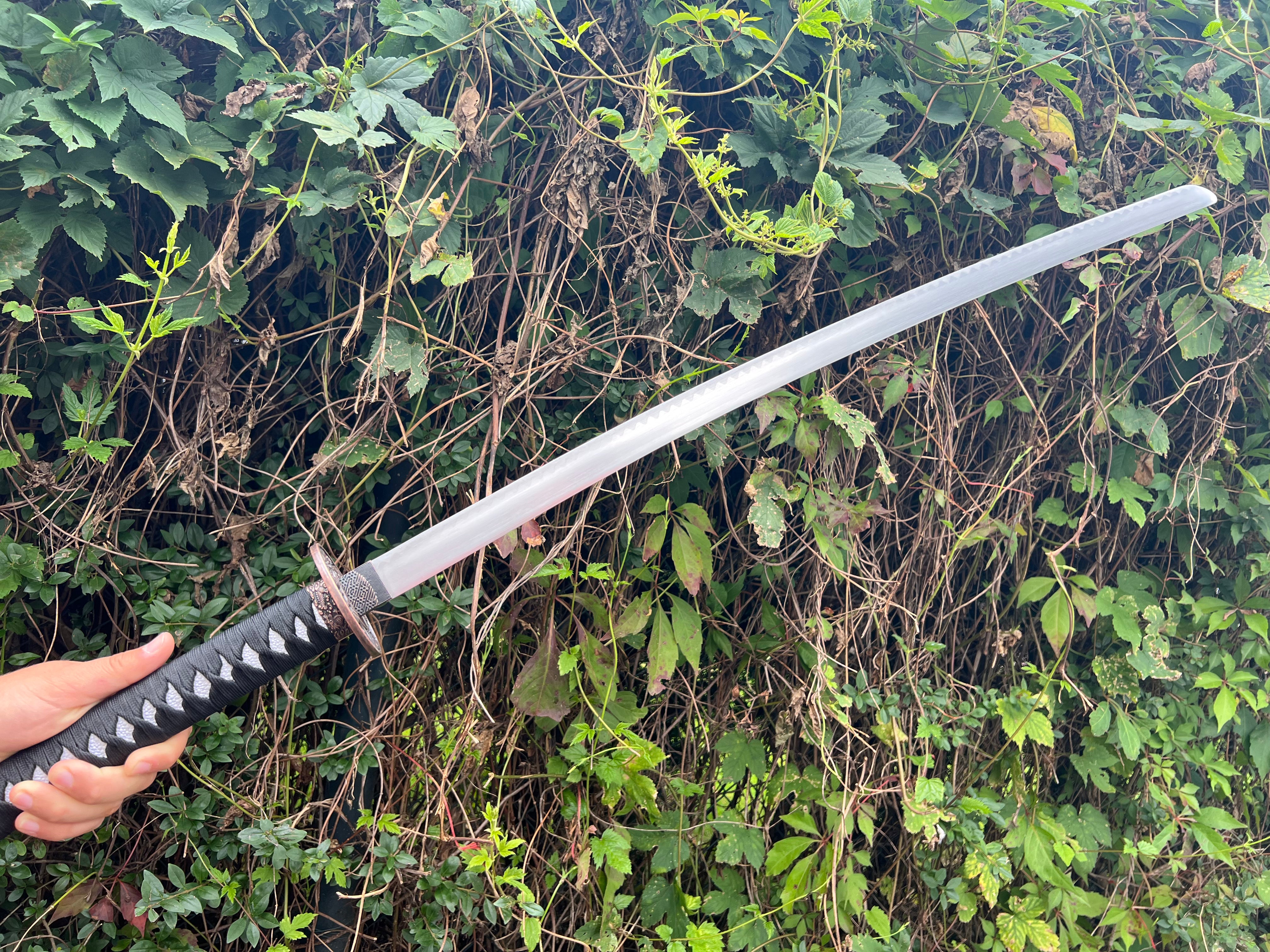 White Katana with Dragon Print