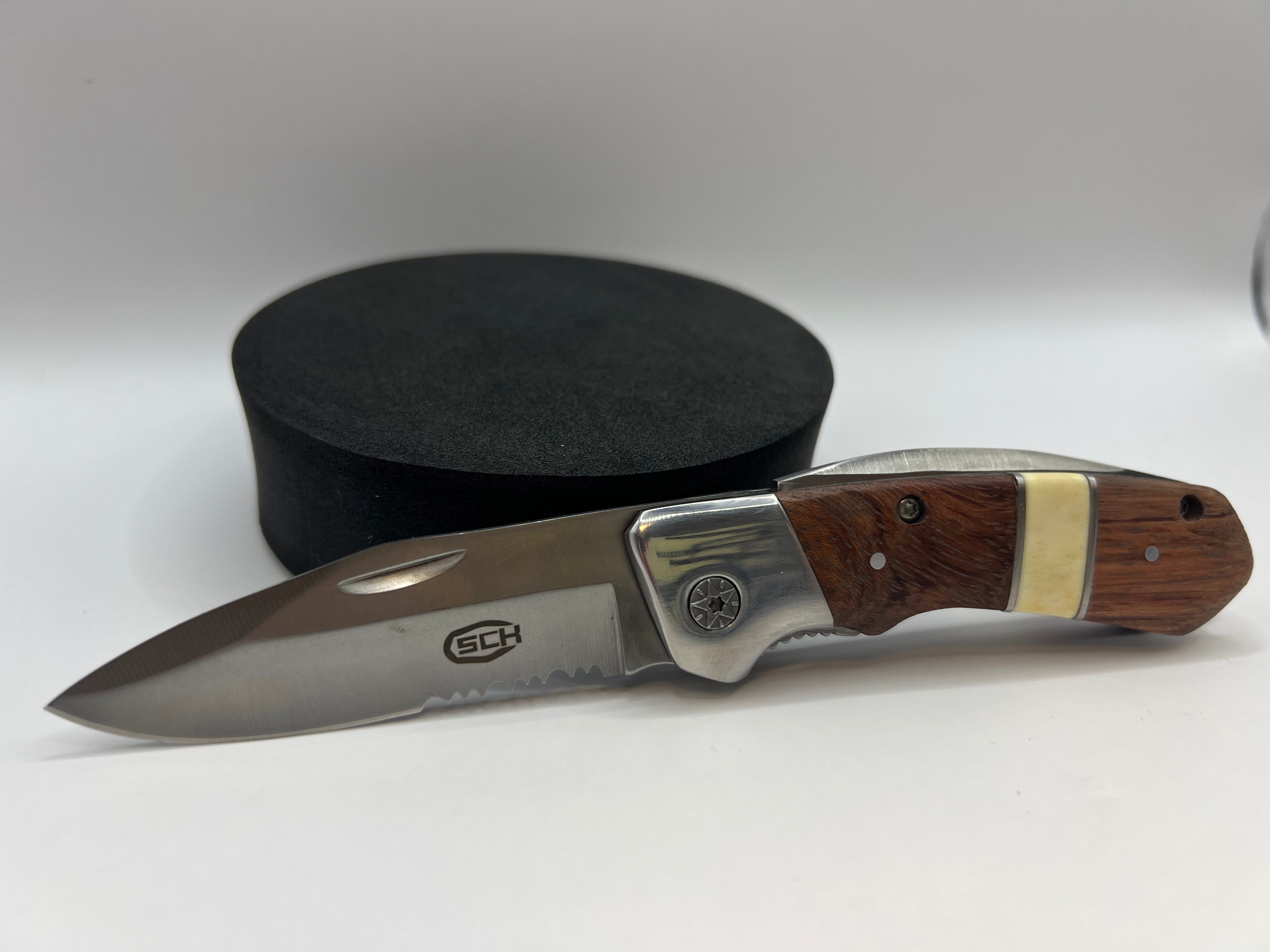 Folding Pocket Knife with Wooden Handle