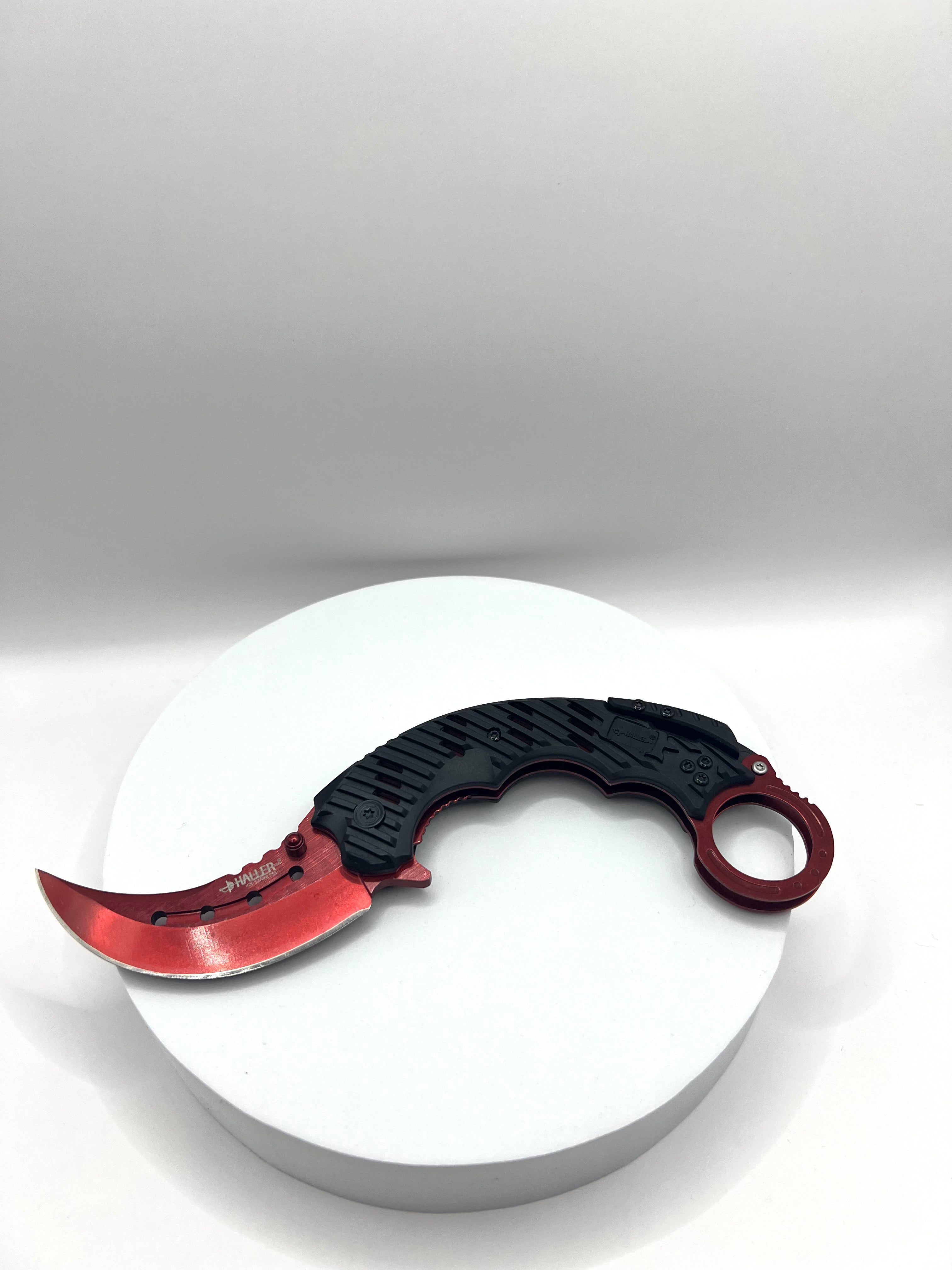 Karambit pocket knife in red