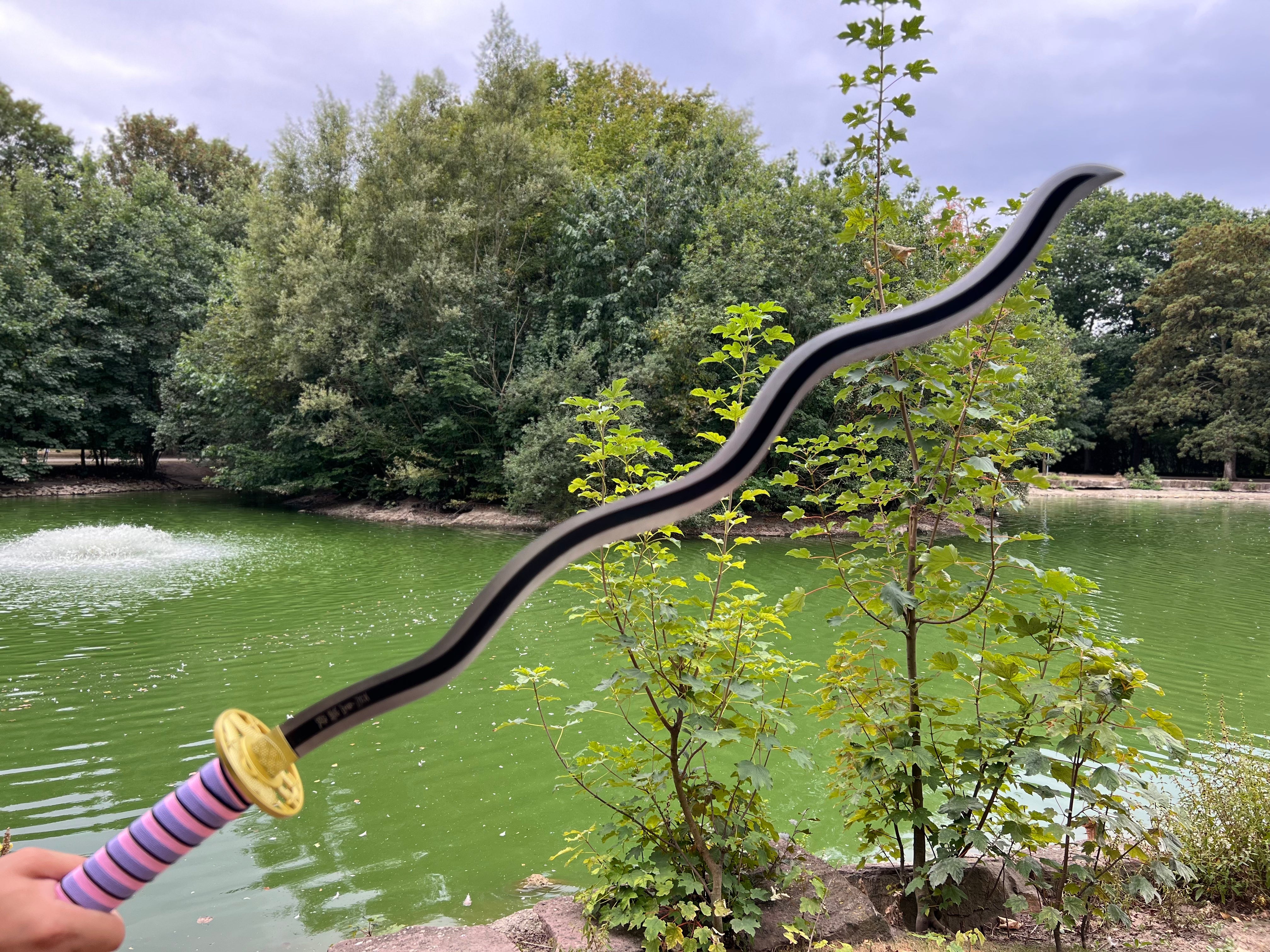 Katana Demon Slayer Iguro Obanai Nichirin Serpent Hashira - Tenda Medieval